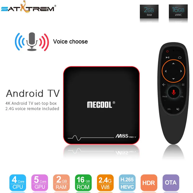 

Mecool Smart TV Box M8S PRO W Voice Control android 7.1 Amlogic S905W Quad core 2GB 16GB Rom HDMI2.0 youtube Skype Set-top Box