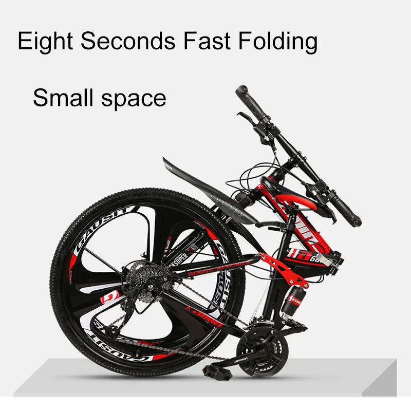 Excellent Three Knife Folding Mountain Bike 26Inch 27Speed Double Brake Shock Absorber Speed Shift Riding Male Female Student Bicycle 1