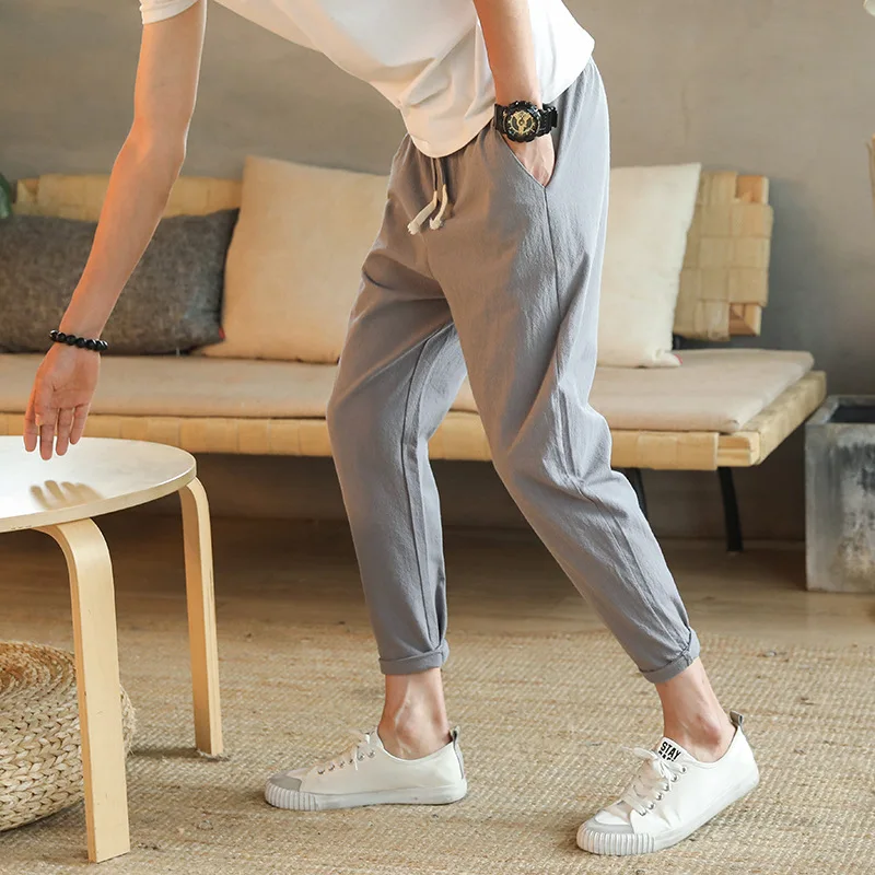 

Uwback 2018 Summer Men Harem Pants Ankle-Length Linen Sweatpants Drawstring Slim Jogger Pants Plus Size 5XL Casual Pants XA622