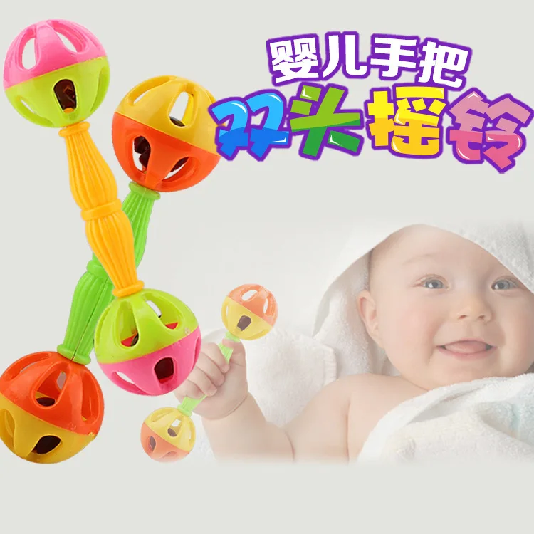 

Bell Ball Baby Rattle Double Head Mini Rattle Infant Puzzle Early Education Development Rattles Toys Newborn Hand 0-24 Months