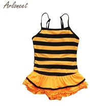 Детские купальники для девочек в полоску с оборками, Цельный купальник без рукавов для малышей, 27