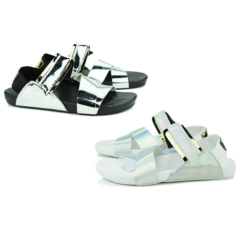 Fashion Casual Men Summer Patent Leather Hollow Sandals Slippers Beach Shoes