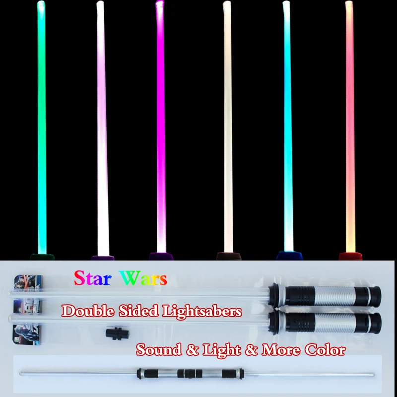 

HOT Sale 2 Pcs Sound Lightsaber Cosplay Props Kids Double Light Saber Toy Sword for Kids Birthday Christmas Gifts