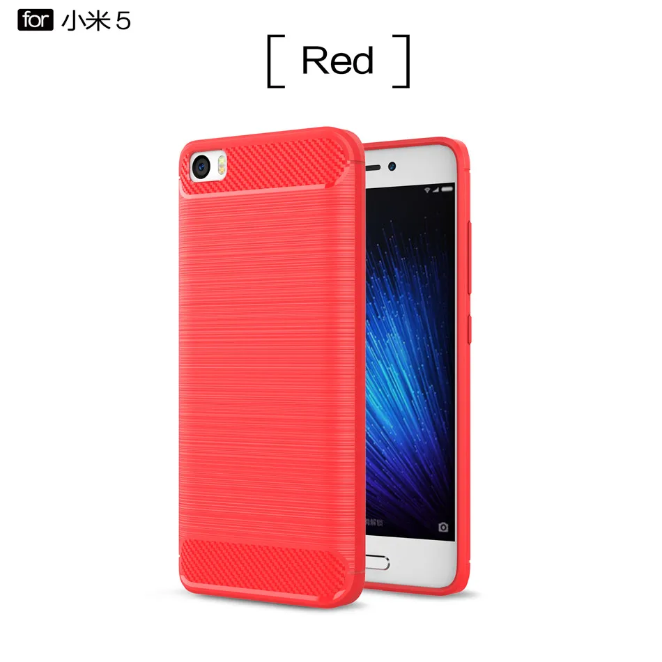 MAKAVO для Xiaomi Mi 5 чехол из углеродного волокна Текстура Матовая Мягкая силиконовая задняя накладка из ТПУ чехол для Xiaomi Mi 5 - Цвет: Красный