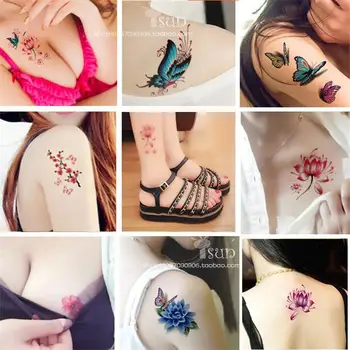 

30PCS/set Fashion temporary Waterproof Tattoo Sticker 3D Flower Butterfly Sexy Body Art tattoo Stickers A01-A30