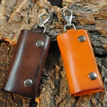 Vintage Multi Function 100% Genuine Crazy Horse Leather Cowhide Men Car Key Wallet Wallets Holder Bag Coin Purse Housekeeper Man
