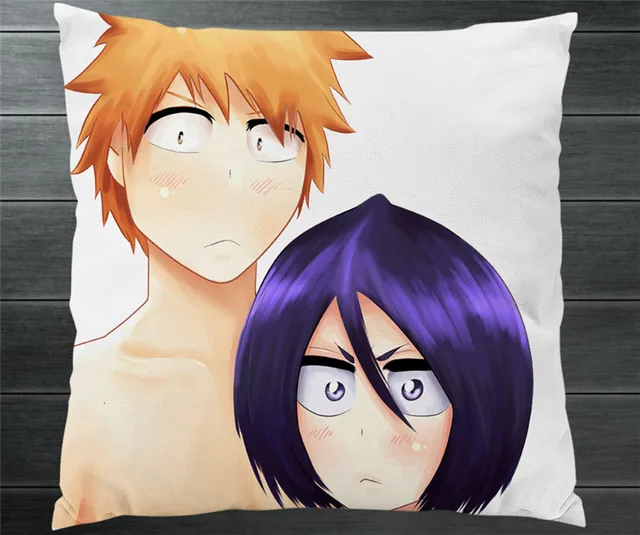 ブリーチ黒崎一護朽木ルキアかわいいfanart 40 40センチメートル2サイド枕ケース枕ケースカバーコスプレギフトベッド ソファ 車の装飾 Anime Costumes Aliexpress