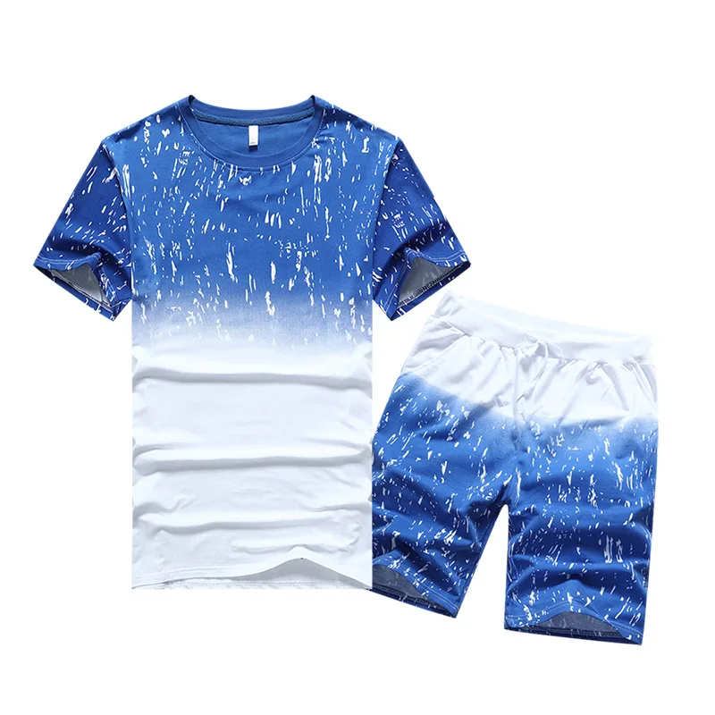 

Casual Two Piece T-Shirts Shorts Sets Men Print Tee Drawstring Shorts Two Piece Set For Fashion Casual Tracksuit Male 2019 D40
