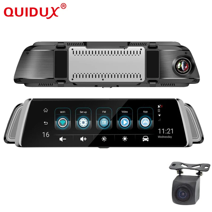 

QUIDUX 4G Android 5.0 ADAS Car DVR Camera Video recorder mirror 9.35" FHD 1080P with two cameras dash cam Registrar