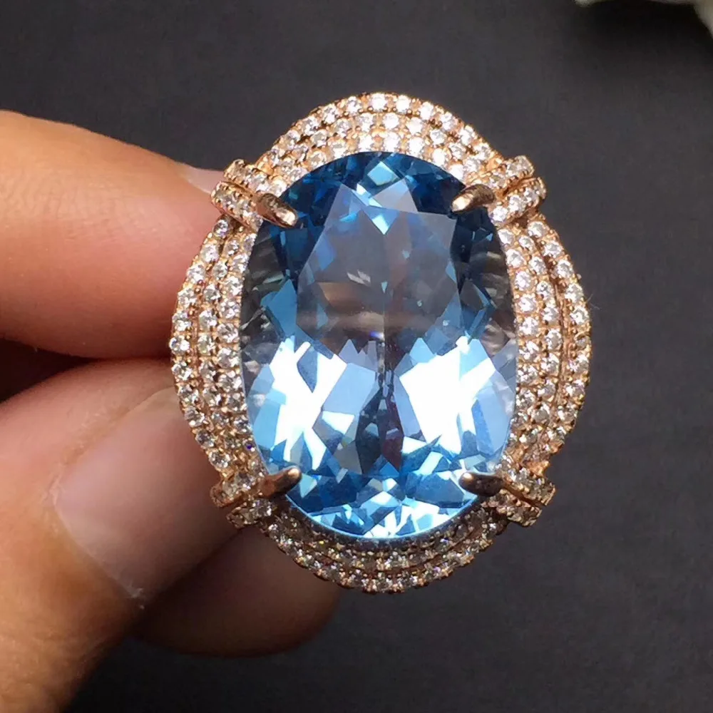

On sale Fine Jewelry Real 925 Steling Silver s925 100% Natural BLUE TOPAZ Gemstone Female Topaz Gemstones Rings Christmas Gift
