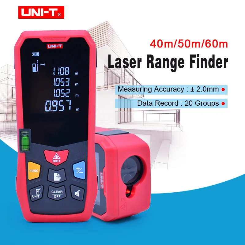 UNI T 40M 50m 60m Laser Rangefinder Digital Laser Distance Meter battery powered laser range
