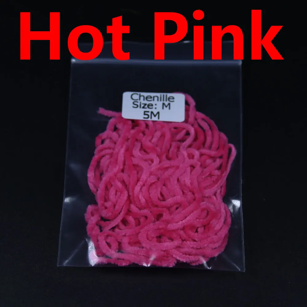 Bimoo 5 м/уп. 3 мм Широкие материалы для завязывания шенилле для шерстяного буггера стример шерстяной червь красные, пурпурные, зеленые ярко-розовые огненные оранжевые - Цвет: Hot Pink
