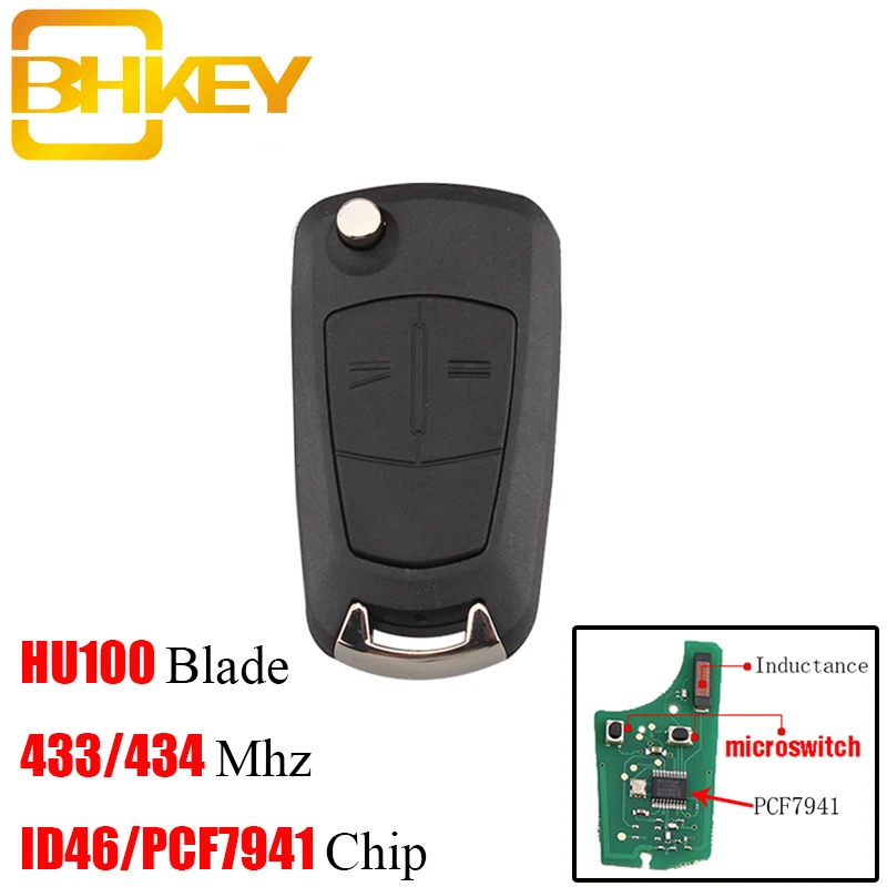 BHKEY 2 кнопки дистанционного ключа автомобиля PCF7941 чип для Vauxhall Opel Astra H 2004-2009 Zafira B 2005-2013 ключ автомобиля