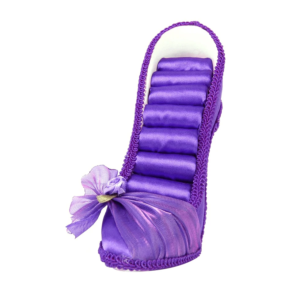 High Heel Shaped Satin Ring Display Stand Rack Holder for 8 Rings