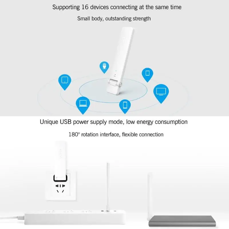 Оригинальная версия Mi WiFi ретранслятор 300 м Усилитель 2 расширитель портативный легкий вес Wifi расширитель для Mi маршрутизатор