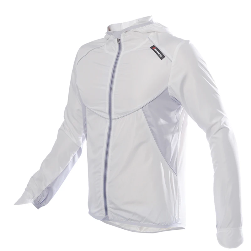 KINGBIKE с длинным рукавом анти-УФ с капюшоном для отдыха на открытом воздухе спортивная ветровка Женская куртка для велоспорта куртка для бега походная куртка унисекс - Цвет: White