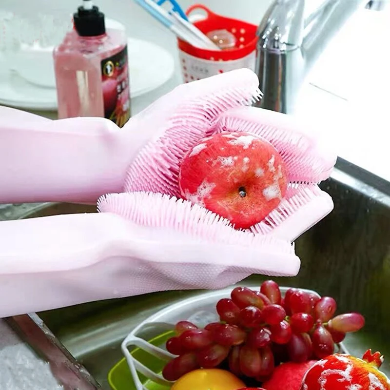 

Silicone Cleaning Gloves Dusting Dish Washing Gloves Kitchen Cleaning Waterproof Tableware Washing-up Gloves Dish Dropshipping