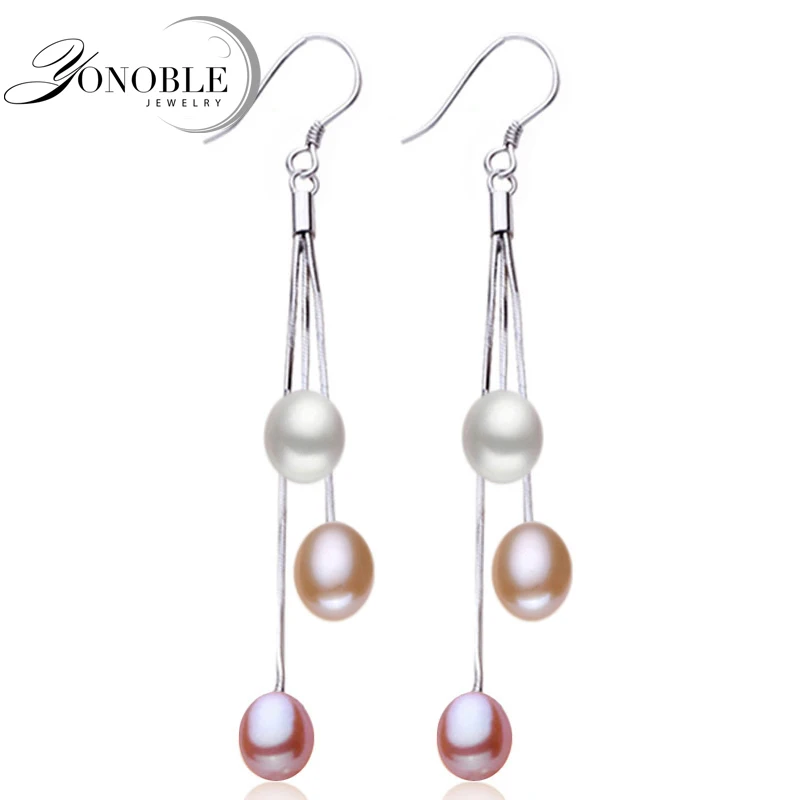 Long Pearl Earrings,fresh Water Real Natural Pearl Earring 925 Silver Mother Wift Anniversary Gift White xiaomi mi piston in ear headphones fresh edition silver