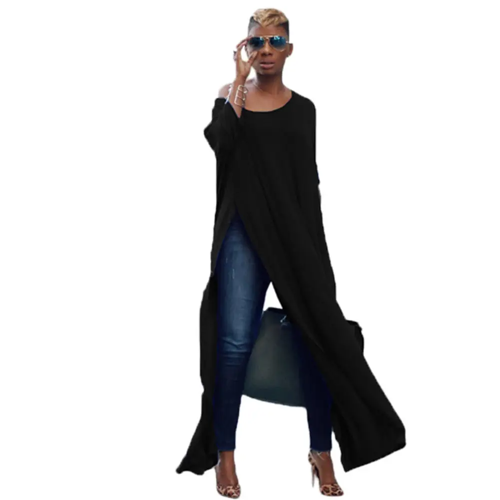 

New Style Solid Split Women Off One Shoulder Long Sleeve Ladies Casual Blouse Tunic Pure Color Long Top Trendy Hot 2019