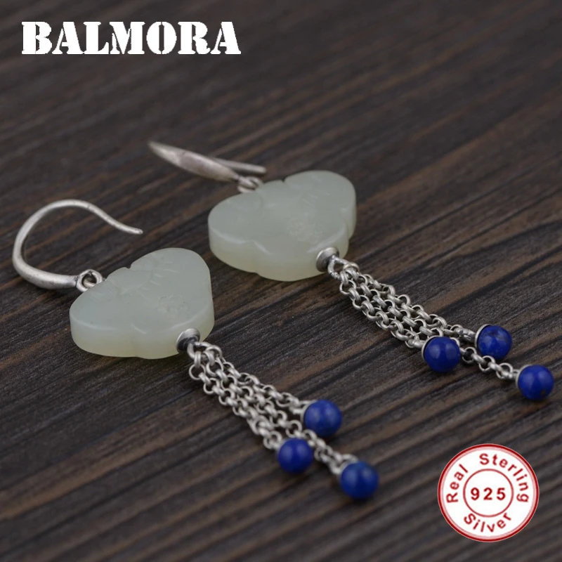 BALMORA 925 Sterling Silver Tassel Drop Earrings for Women Retro Earrings Jewelry Lapis Lazuli Accessories Brincos TRS30976 цена BALMORA 925 Sterling Silver Tassel Drop Earrings for Women Retro Earrings Jewelry Lapis Lazuli Accessories Brincos TRS30976 цены онлайн