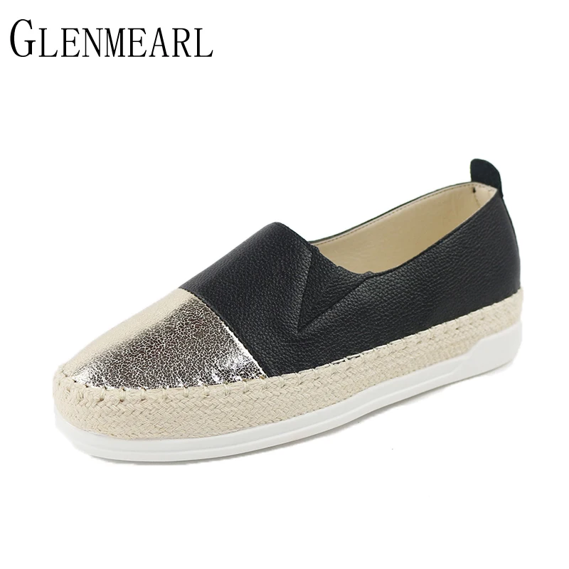 

2019 New Autumn Women Flats Loafers Shoes Summer Straw Rope Round Toe Platform Fishermen Casual Shoes Lazy Single Flats ZK35