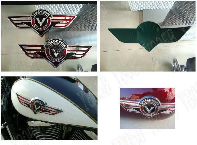 Motorcycle Chrome Gas Tank Emblem Badge Decals For Kawasaki Vulcan VN