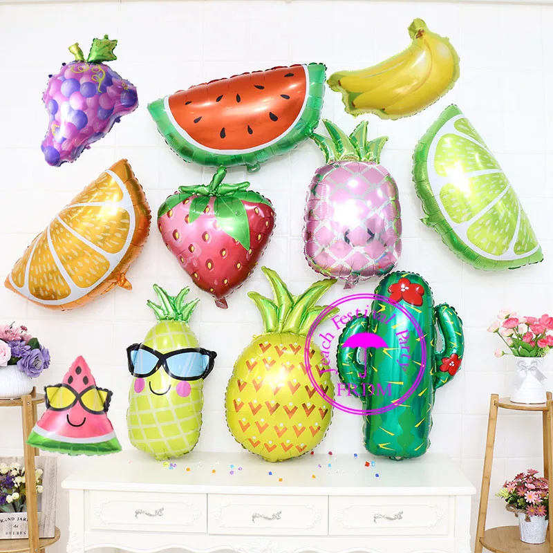 

foil orange balloons for party supplies baby birthday decoration fruit banana grape pineapple watermelon strawberry balloons