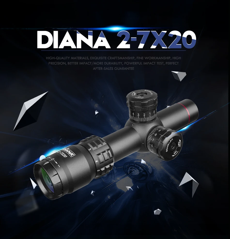 Aquisição de Alvos Tamanho de Bolso Rápido Caça Escopos Diana Riflescoepes Mil-dot Âmbito Mira Óptica Móvel 2-7x20 2 Cheap Lunetas Riflescopes