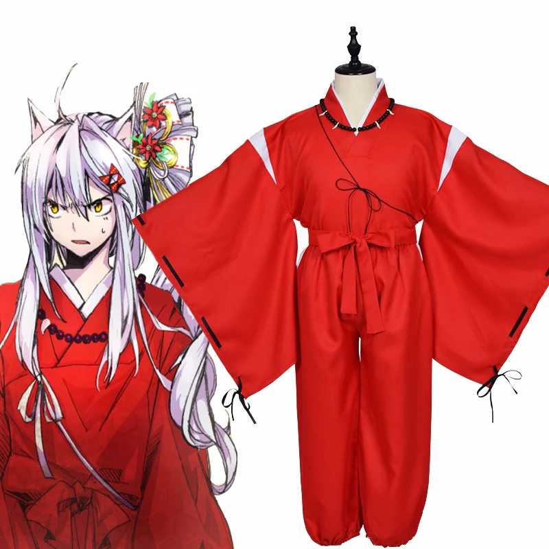 Аниме Косплей инуяши костюм INUYASHA красное японское кимоно одежда самураев полный комплект одежда для Хеллоуин-вечеринки парики уши ожерелье