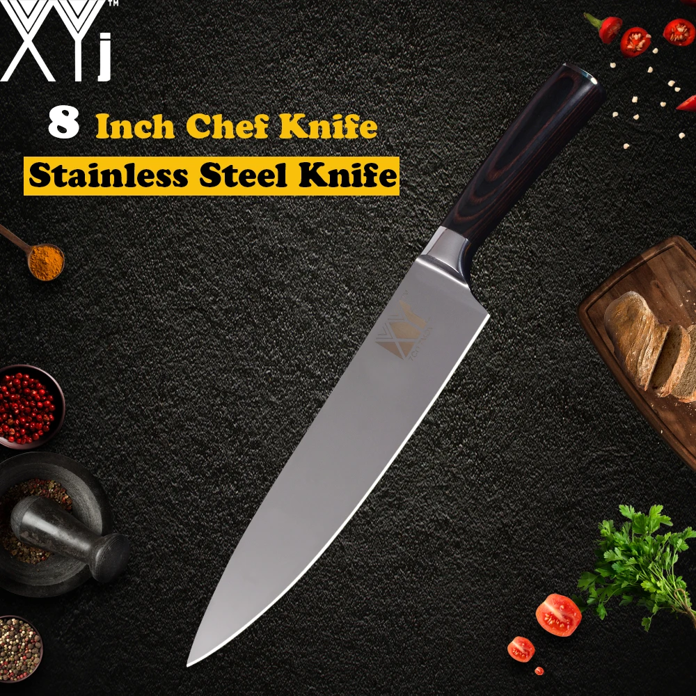 XYj Kitchen Knife Stainless Steel 7cr17 High Carbon Blade Color Wood Comfortable Handle Knives Meat Fish Sushi Cooking Tools