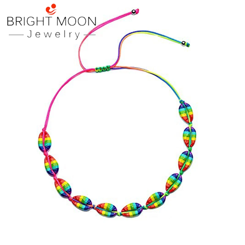 Bright Moon Shell Choker Necklace for Women Adjustable Natural Seashell Handmade Cowrie Clavicle | Украшения и аксессуары