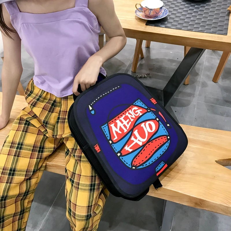 Menghuo New 3D Anime Cartoon Women Backpack School Bag Nylon 2D Style Travel Drawing Book Backpack Mochilas for Teenagers Gilrs (39)