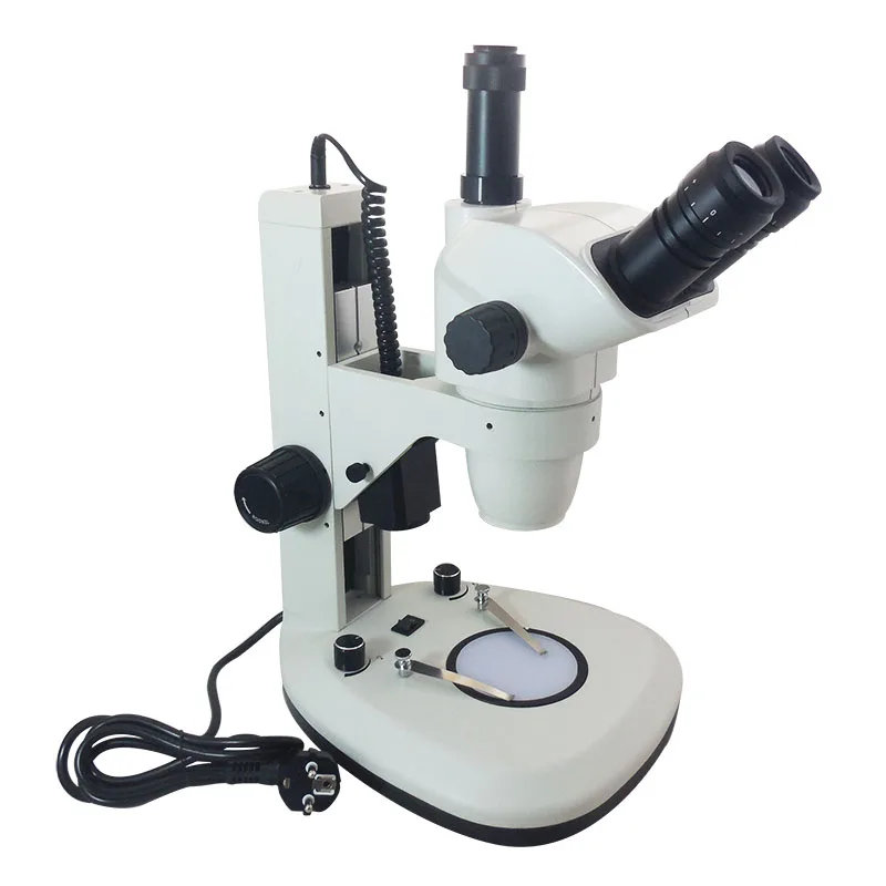 Professional 6.7X 45X Stereo Zoom Industrial Trinocular Microscope for