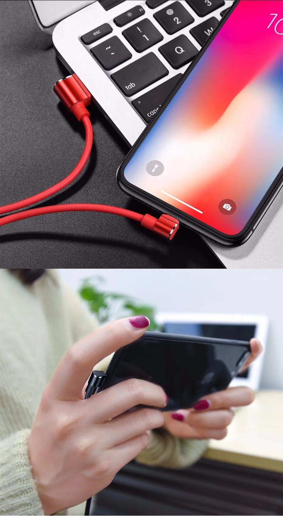 HOCO для iPhone кабель L Форма Быстрая зарядка USB кабель для iPhone 8 7 6 6s угол освещения Зарядное устройство кабель для iPhone X 10 5 5S iPad