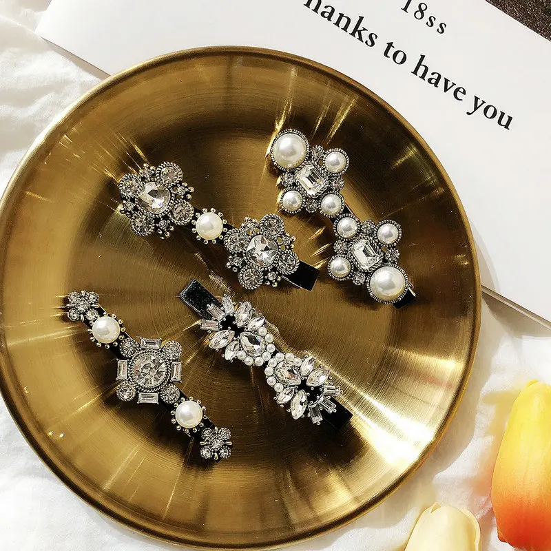 

New luxurious Pearl Hair Clip for Women Elegant Korean Design Rhinestone Barrette Stick Hairpin Hair Styling Accessories