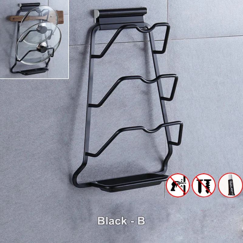 

1 Pcs Multi-layer Cabinet Door Wall Pot Lid Storage Rack Spatula Pot Pan Covers LO88