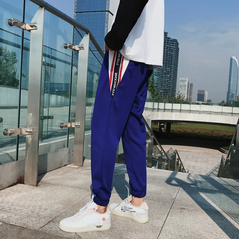 Fashion Casual Men's Trousers Spring And Autumn New M-XL Cotton Hip Hop Loose Feet Pants Blue White Personality Youth Popular Fashion Casual Men's Trousers Spring And Autumn New M-XL Cotton Hip Hop Loose Feet Pants Blue White Personality Youth Popular