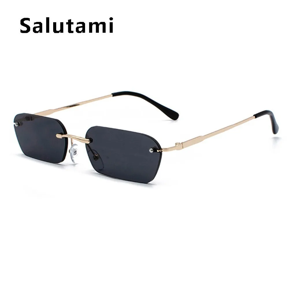 Небольшие солнечные очки с квадратными линзами для Для женщин новые модные, из сплава металлов, бескорпусная сексуальные очки Для мужчин шик узкие солнцезащитные очки черный, красный