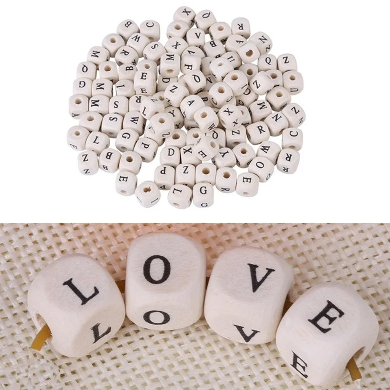 800pcs Per Lot 8mm-10mm Charms Colorful Square Beads Wood Hole Letter Alphabet Beautiful DIY Spacer for Jewelry Making | Украшения и