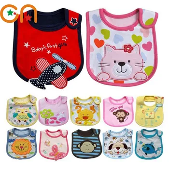 

4 pieces / Lot Baby bibs Girl Boy cotton Cartoon waterproof bib Kids Dinner Feeding Children apron Infant Newborn Burp Cloths CN