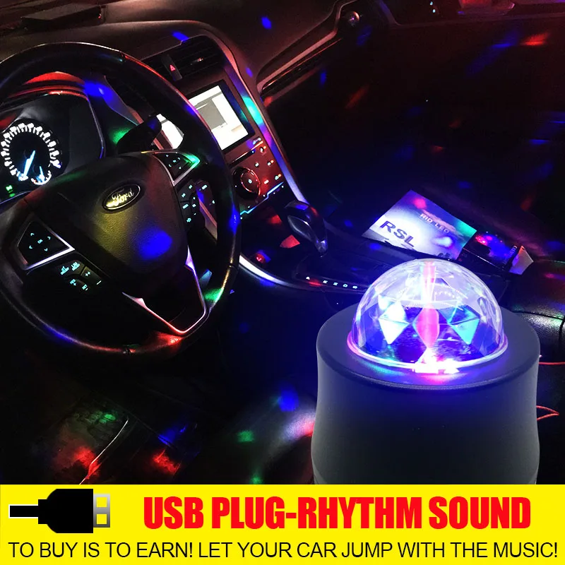 

Car DJ Light LED Atmosphere Rotating Flash Multicolor Disco Bulb Lamp RGB Music USB For Party Decors Rhythm Styling Stage Effect