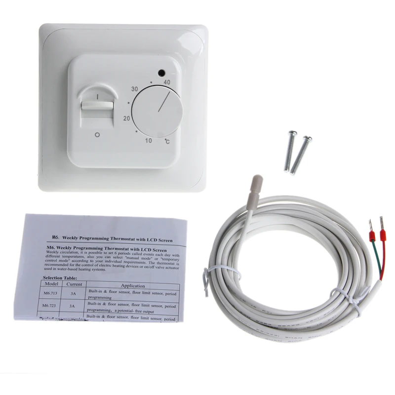 

Analog Thermometer Floor Heating Thermostat Air Condition Temperature Controller Switch 16A 220V