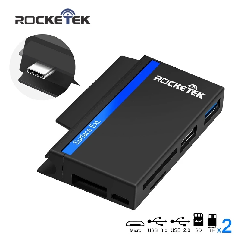 

Rocketek usb type c 3.0 2.0 multi memory card reader adapter for SD/TF micro SD Microfoft Surface go Hub computer accessories.