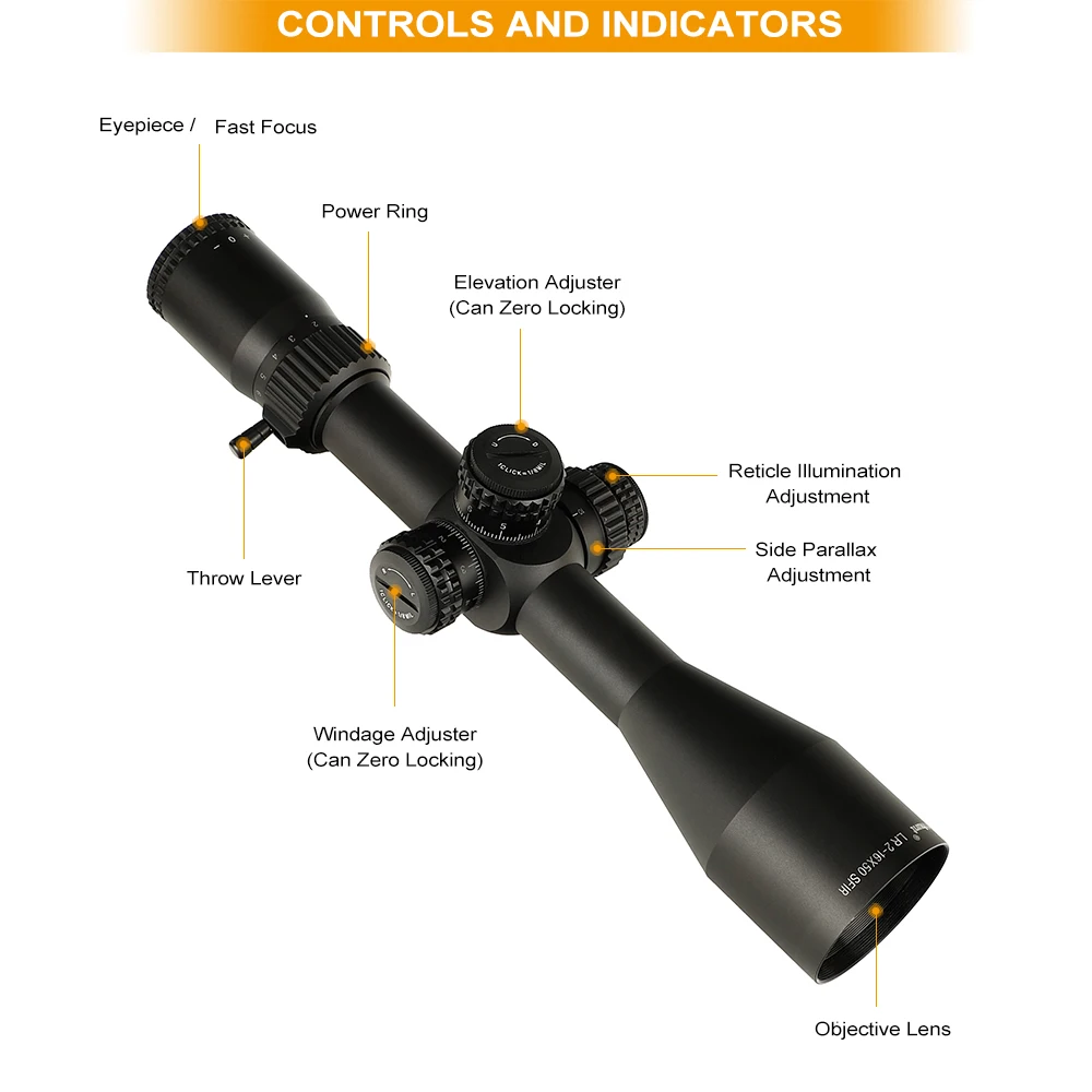 Ohhunt LR 2-16x50 SFIR Охотничий прицел Сетчатая травленая сетка Mil Dot Боковой параллакс Турель Блокировка Сброс прицел