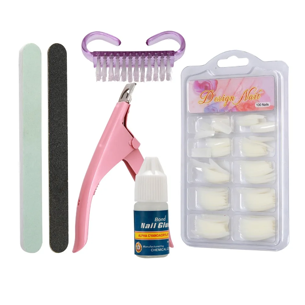 

Anmas Rucci Hot 6 in1 Nail Art Kit Fake French Nail Tips Brush Sanding File Glue Clipper Tool