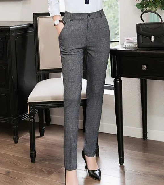 Модные женские серые брюки новые осенние темпераментные тонкие брюки офисный бизнес для женщин прямые брюки - Цвет: Gray pants