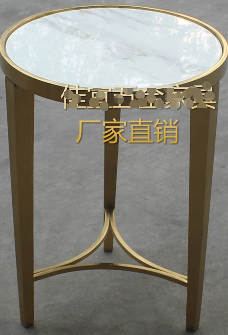 Stainless steel small round tea table.
