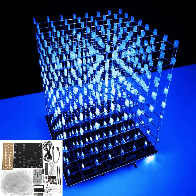 DIY WI FI приложений 8x8x8 3D светильник Cu быть квадратный комплект синий светодиодный