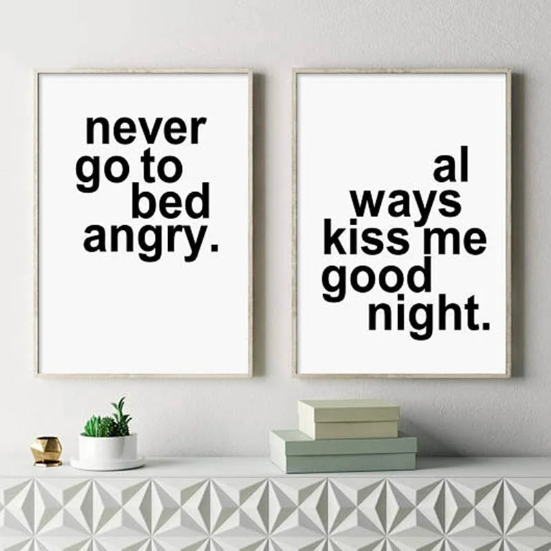 

Always Kiss Me Goodnight!Nordic Style Kids Decoration Quote Posters and Prints Couple Love Wall Art Canvas Oil Painting