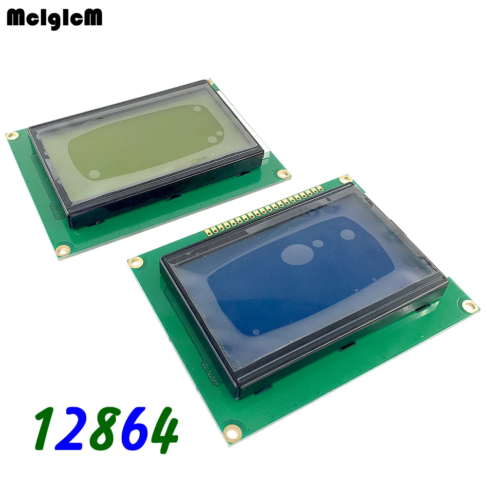 

12864 128x64 Dots Graphic Blue / Yellow Green Color Backlight LCD Display Module LCD12864